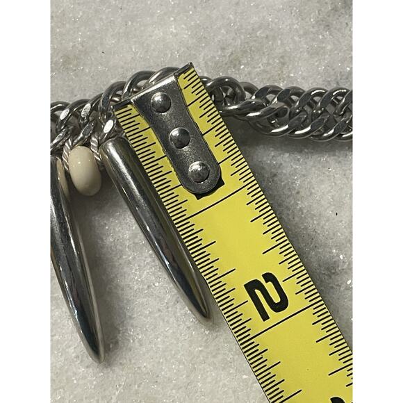 Vintage Guess Silver & Stone Claw Beaded Chain Choker Necklace - Picture 7 of 8